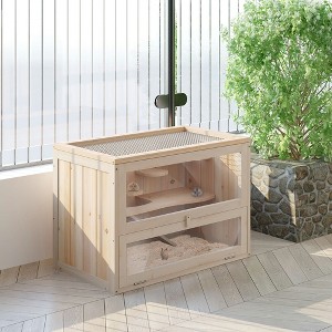 Resenkos 2-Level Hamster Cage Mice and Rat House, Small Animal Habitat for Guinea Pigs, Chinchillas with Openable Top, Front Door, Shelf and Ladder, - 1 of 4