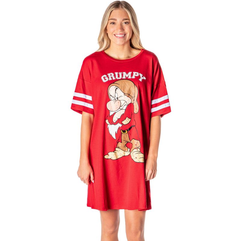Disney Womens' Grumpy Snow White And The Seven Dwarfs Nightgown Pajama Red, 1 of 5