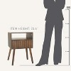 Walnut Nightstand, Wooden Eed Tables with Fluted Drawers and Open Shelf, Night Stand Wood - 3 of 4