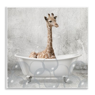 Stupell Industries Baby Giraffe Bath Time, 12" x 12"