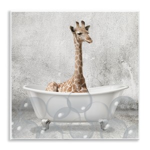 Stupell Industries Baby Giraffe Bath Time, 12" x 12" - 1 of 4