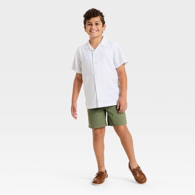 Детские Cat & Jack Boys' Linen Blend Short Sleeve Button-Down Shirt - Cat & Jack™ White S — фото 2