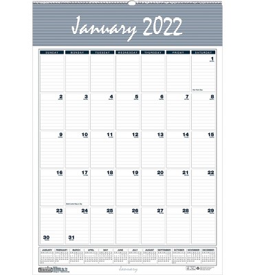 House of Doolittle 2022 22" x 15.5" Wall Calendar Bar Harbor White/Wedgewood Blue/Gray 333-22