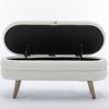 Velvet Fabric Storage Bench Bedroom Bench With Wood Legs For Living Room Bedroom Indoor,Ivory - 3 of 4