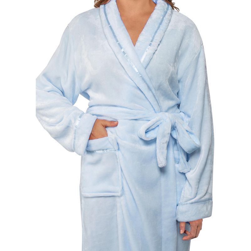 PAVILIA Fleece Robe For Women, Plush Warm Bathrobe, Fluffy Soft Spa Long Lightweight Fuzzy Cozy, Satin Trim, 3 of 8