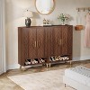 ORRD Walnut Shoe Storage Cabinet with Doors, 6-Tier Entryway Organizer with Gold Legs & Adjustable Shelves for Hallway, Living Room - 4 of 4