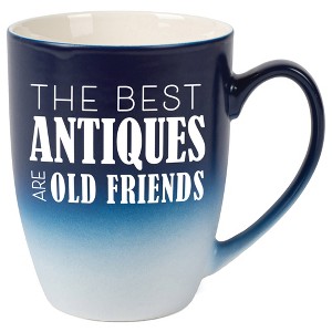Elanze Designs The Best Antiques Are Old Friends Two Toned Ombre Matte Navy Blue and White 12 ounce Ceramic Stoneware Coffee Cup Mug - 1 of 4