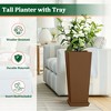 TUYOHW Set of 2 Tall Planters for Plants, 24" Tapered Tall Planters with Tray for Porch, Patio, Backyard, Large Planters for Outdoor Indoor Plants - 3 of 4