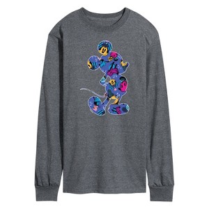 Men's - Disney - Mickey Mouse Patterened Silhouette Long Sleeve Graphic T-Shirt - 1 of 4