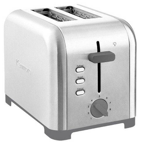 Kenmore 4-Slice Toaster, White Stainless Steel, Dual Controls, Extra Wide Slots, Bagel and Defrost