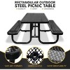 Itopfox Heavy-Duty Steel Outdoor Picnic Table with Umbrella Hole, Rectangular Weatherproof Dining Table for Backyard, Black - 4 of 4