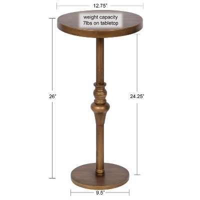 Gold Round Metal Pedestal Accent Table