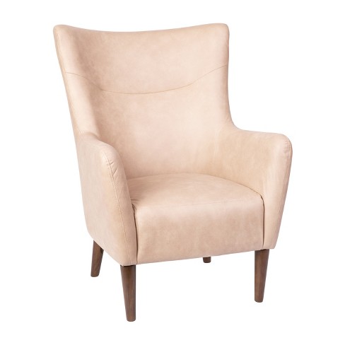 Leather wingback accent discount chair