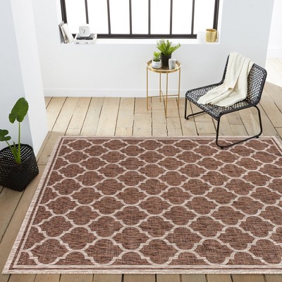 Espresso and Taupe Trellis Synthetic 9' x 12' Area Rug
