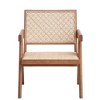 Rattan Accent Chair with Cushioned Seat and Back, Natural Finish and Sturdy Wooden Legs for Living Room - 2 of 4