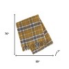HomeRoots 55" X 70" Gold And Brown Cotton Blend Woven Plaid Plush Throw Blanket with Fringe - 3 of 4