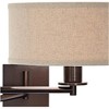 Possini Euro Design Radix Modern Swing Arm Wall Lamp Bronze with Cord Cover LED Reading Light Plug-in Light Fixture Oatmeal Shade for Bedroom Bedside - 3 of 4