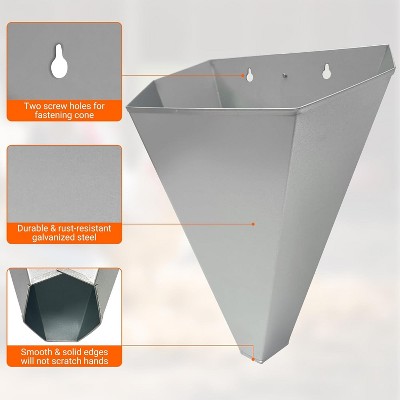Poultry Restraining Cone,Galvanized Steel Chicken Killing Cone for Butchering Chicken Birds Turkeys, Flat-Back Poultry Killing Cone, Easy to Clean