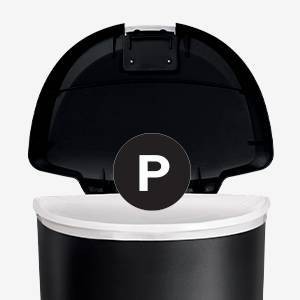 Black Plastic Semi-Round Step Trash Can with Steel Pedal