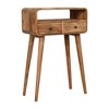 Solid Wood Scandinavian Legs 2-Drawer Mini Curved Console Table with Open Slot - 3 of 4