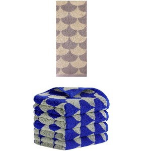 REGALWOVEN 5 Pack Cotton Soft Absorbent Geometric Pattern Hand Towels 13" x 29" - 1 of 4