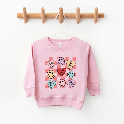 The Juniper Shop Candy Heart Smile Solid Toddler Graphic Sweatshirt 2t Pink Target