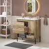 ModernLuxe 30" Natural Wood Bathroom Vanity with Ceramic Sink and Drawer, Bathroom Storage Cabinet with Soft Close Doors & Open Shelf - 2 of 4