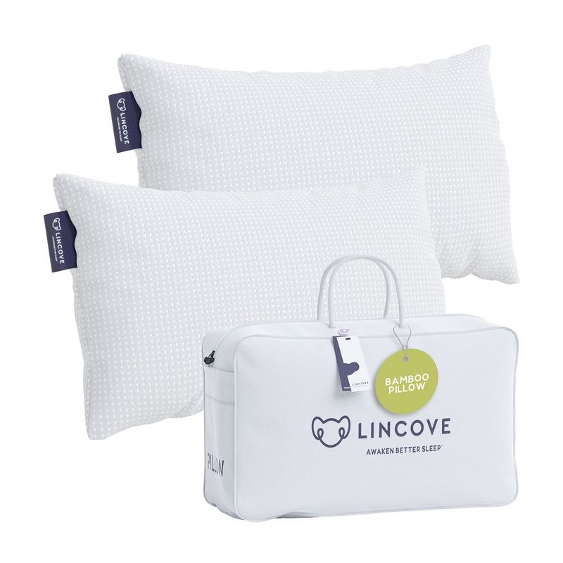 Lincove Rayon From Bamboo Pillow - Hotel Quality, Temperature Regulating, Soft for Stomach Sleepers, Hypoallergenic - 2 Pack, 1 of 8
