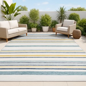 JONATHAN Y Janus Classic Coastal Ticking Stripe Reversible Machine-Washable Indoor/Outdoor Area Rug - 1 of 4