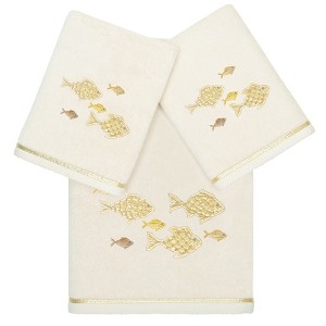Linum Home Textiles 100% Turkish Cotton FIGI Embellished Towel Set - 1 of 4