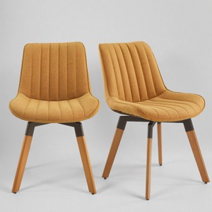Art Leon Mid-century Modern Faux Leather Swivel Dining Chair, Set of 2 - 1 of 4