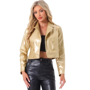 Allegra K Women's Double-breasted Long Sleeve Notch Lapel Y2K Disco Jacket - 1 of 4