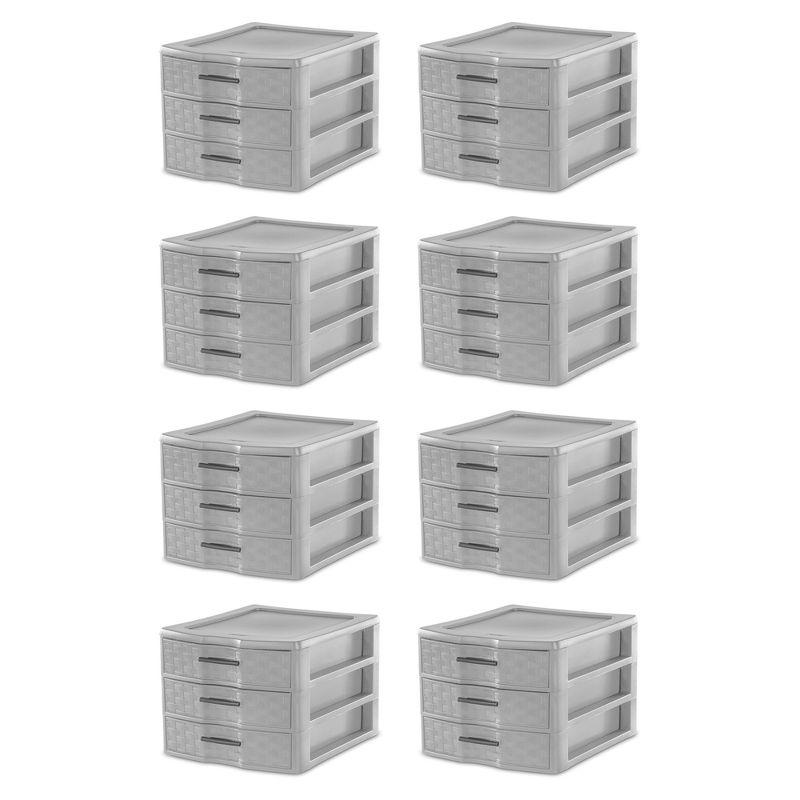 Sterilite Medium Weave 3 Drawer Storage Unit Versatile Organizer Plastic Container for Home Desktop, Countertops, and Closets, 1 of 7