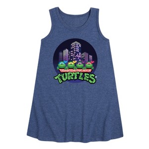 - Teenage Mutant Ninja Turtles - City Scape With Turtles Graphic Sleeveless Aline Dress - 1 of 4
