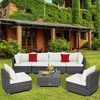 Tangkula 7PCS Patio Rattan Sectional Sofa Set Outdoor Furniture Set w/ Cushions - 2 of 4