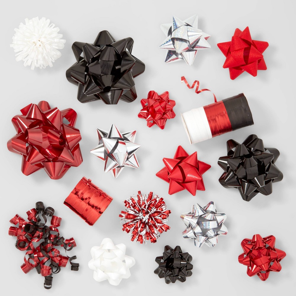 33ct Christmas Bow & Ribbon Kit Red/Silver/Black - Wondershop