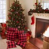 Set of 2 Christmas Buffalo Check Plaid Throw Pillow Covers Red and Black Velvet Cushion Case - 2 of 4