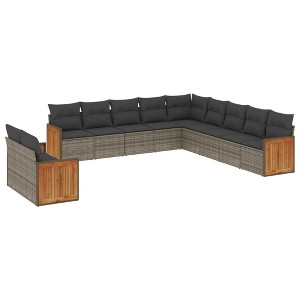 vidaXL 11 Piece Patio Sofa Set with Cushions - Gray Without Table - 1 of 4