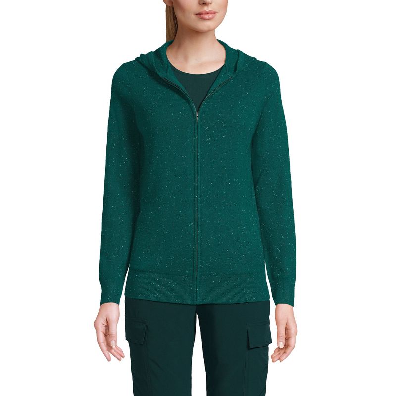 Lands' End Women's Cashmere Front Zip Hoodie Sweater, 1 of 8