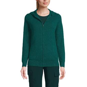 Lands' End Women's Cashmere Front Zip Hoodie Sweater
