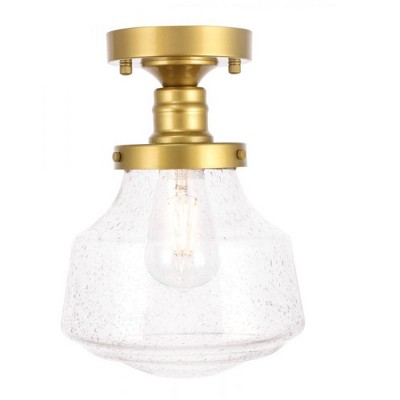 Elegant Lighting Lyle 1 light Brass and Clear seeded glass Flush mount