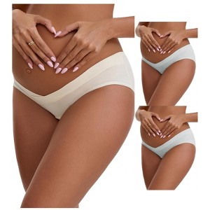 INSPIRE CHIC Women's Cotton Low Waist Under the Bump Maternity Briefs Pregnancy Underwear 3 Packs - 1 of 4