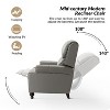 Set of 2 Elisabete Modern Wingback Genuine Leather Recliner with Vintage Nail Head Trim for Living Room and Bedroom  | ARTFUL LIVING DESIGN - 3 of 4