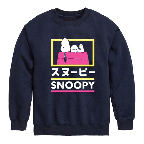 Peanuts Tokyo Snoopy Doghouse Graphic Long Sleeve Fleece Sweatshirt Navy 5t Target