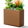 TOAOTBNBO Metal Planters with Removable Shelf, Outdoor Planter with Drainage Holes, Tall Planter Pots for Garden and Porch, Brown - 2 of 4