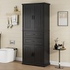 Rbied 30 in. W x 15.75 in. D x 72.5 in. H Wood Linen Cabinet Storage Cabinet W/ Adjustable Shelves, 2 Drawers - 3 of 4