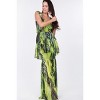 Slickblue Women's Tiered Ruffle Sleeve Dress, Comfortable Fit, Casual & Special Occasion Dress, Blue/Lime, S-L - 2 of 4