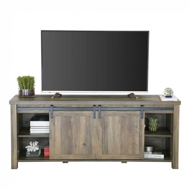 FC Design 58"W Farmhouse Sliding Barn Door TV Stand for TVs up to 65 Inches, 5 of 9
