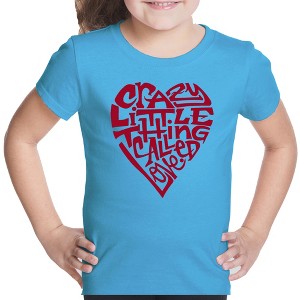 LA Pop Art Girl's Word Art T-shirt - Crazy Little Thing Called Love - 1 of 4