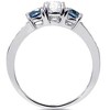 Pompeii3 1ct Blue Diamond 3 Stone Engagement Ring 14K White Gold - 3 of 4